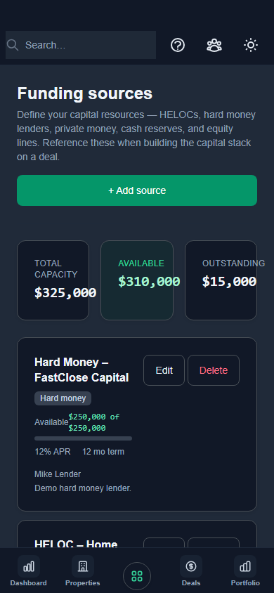 Funding & capital stack