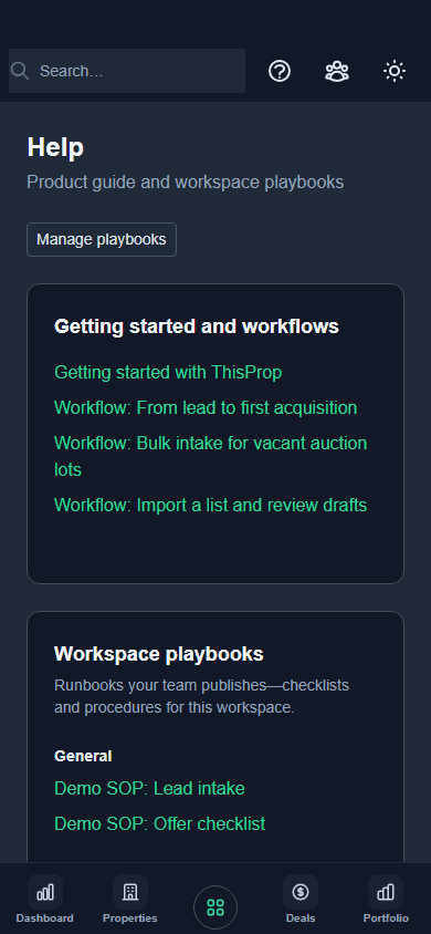 Help & playbooks