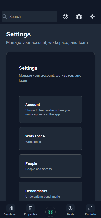 Workspace settings